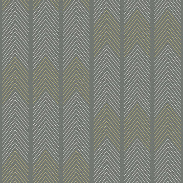 4066-26529 Nyle Dark Grey Chevron Stripes Non Woven Unpasted Modern Wallpaper