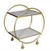 Millie Bar Cart - 2 Tiers of Marble on Cast Iron Frame in Metallic Gold Finish