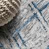 Slant Modern Abstract Area Rug, Gray/Blue, 2'x8'
