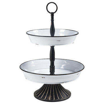 Elk Lighting Freswick Double Tier Server, Colonial White and Black