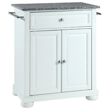 Catania Modern Gray Granite Top Portable Kitchen Island in White