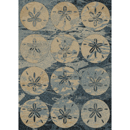 American Destination Sand Harbor Blue Coastal Area Rug, 7'10"x9'10"