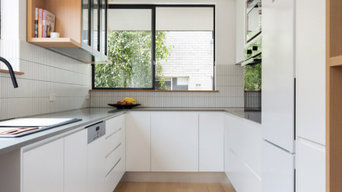 Modern Apartment Kitchen with Timber and Black Accents - Mosman