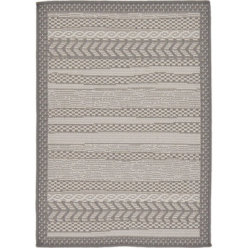 Contemporary Veranda 2'2"x3' Rectangle Gray Stripe Area Rug