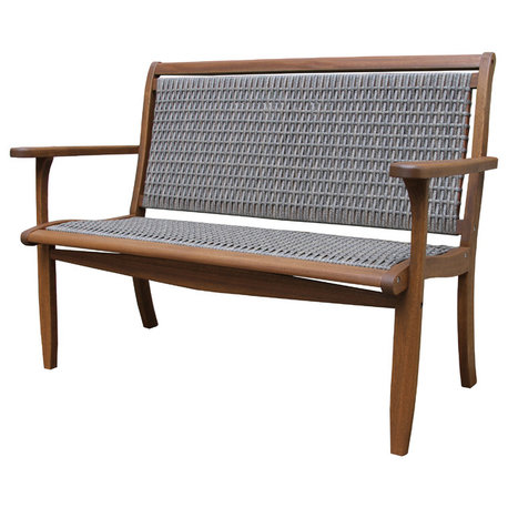 Gray Wicker and Eucalyptus Bench