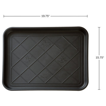 All-Weather Boot Tray Water-Resistant Plastic Mud Pan, Pet Food Tray, Shoe Mat