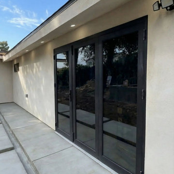 Premium Black Aluminum Folding Glass Patio Doors Installation