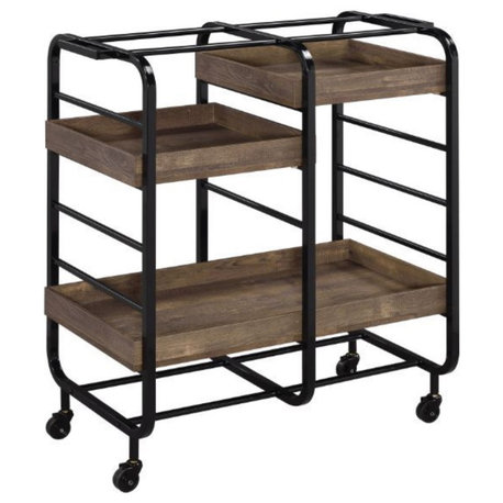 Serving Cart, Black/Walnut