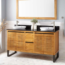 60" DICKSON TEAK VANITY FOR SEMI-RECESSED SINK - NATURAL TEAK - Bathroom Vanities And Sink Consoles