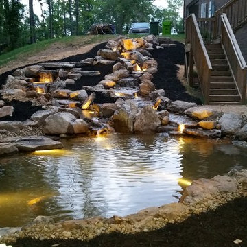 Multi Tier Patio with Koi Pond and Waterfalls in Columbia SC