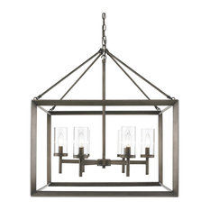 Smyth 6-Light Chandelier, Gunmetal Bronze, Clear Glass