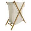 Household Collapsible Folding Bamboo X-Frame Laundry Hamper Basket With Lid