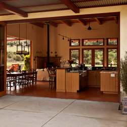 Custom Red Five-Panel Bi-Fold - Patio Doors