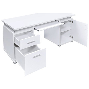 Computer Desk with 2 Drawers and Cabinet, White
