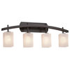 Fusion Archway 4-Light Bath Bar, Square Frosted Shade, Bronze, Incandescent