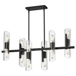 Dainolite - 12-Light Transitional Linear Chandelier Samantha, Matte Black - 40" Matte Black Samantha Chandelier. This 12 light LED compatible is recommended for the ceiling in a Living Room. It requires 12 incandescent T10 bulbs, is covered by a 1 Year Warranty and is suitable for either a residental or commercial space.