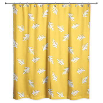 Palm Pattern in Yellow and White Shower Curtain
