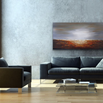 large gray seascape art Modern Contemporary Paintings for Family Room