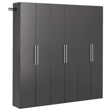 Prepac HangUps 3 Piece 72" Wooden Garage Storage Cabinet Set C in Black