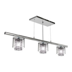 Bazz Glam-Topaz Collection 3-Light Hanging Chrome Pendant - Kitchen Island Lighting