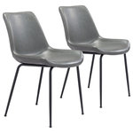 Zuo Modern - Byron Dining Chair (Set of 2) Gray - The Bryon Chair has mid century modern urban lines and looks great in any space. With a heavy duty vinyl covering and a sturdy steel frame, this chair fits in any dining room, home office, or even as a bedroom accent chair. The legs are finished in a matte black coating that is durable for hospitality use.