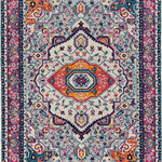 United Weavers - United Weavers Abigail Sia Magenta Accent Rug 1'10x3' - United Weavers Abigail Sia Magenta Accent Rug 1'10 x 3'Add this beautiful rug to your floors to get an exotic look and feel in your room decor. This is the ultimate intricate area rug with a large medallion and thick edging for a splash of pizzazz in your interior design. Hues of magenta pink, burnt orange and sky blue will create a stunning atmosphere. Along with a designer look and feel, this exquisite rug is meant for durability with a cotton backing and is stain-resistant for your lifestyle needs.