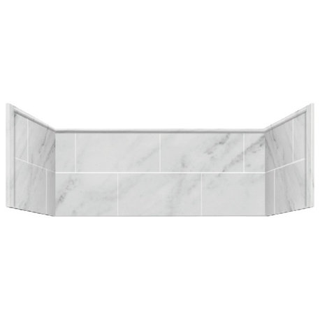 36"x60" Tub Wall Extension Panels, White Carrara