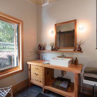 75 Beautiful Rustic Bathroom With Wood Countertops Pictures