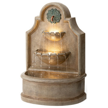 Antique European Style 3-Tier Polyresin Outdoor Fountain With LED Light and pump