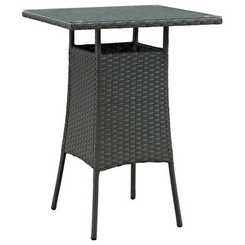Sojourn Small Outdoor Wicker Rattan Bar Table, Chocolate