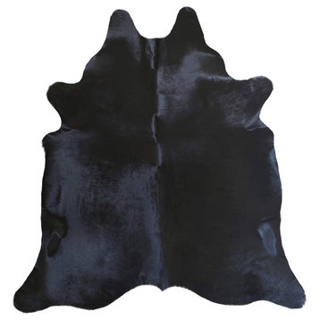Black Cowhide Rug, Size XL - Top Quality