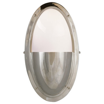 Pelham Oval Light in Polished Nickel with White Glass