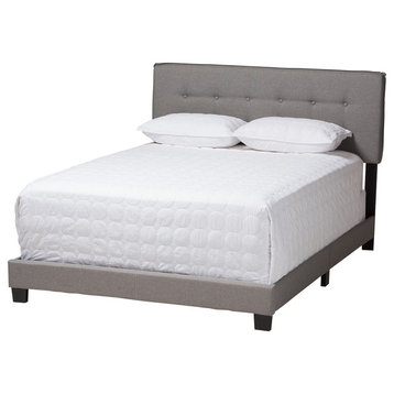 Audrey Fabric Upholstered Bed, Light Gray, Full
