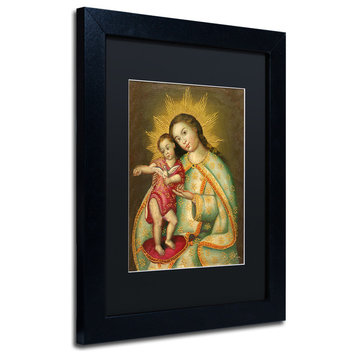 Sergio Cruze 'The Virgin and Son II' Matted Framed Art, Black Mat, 14"x11"