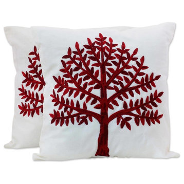 Chinar Tree Cotton Cushion Covers, Set of 2