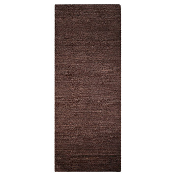 Hand Knotted Loom Silk Area Rug Solid Brown Beige