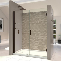 DreamLine Unidoor 54" - 55" Frameless Shower Door With 30" Stationary Panel SHDR - Shower Doors