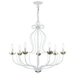 Livex Lighting - Livex Lighting 7 Light Antique White Chandelier - The seven-light Katarina floral chandelier showcases a graceful look. The antique white finish combined with antique brass finish accents completes this timeless and casual design.