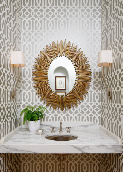 Transitional Powder Room by Mali Azima Photography