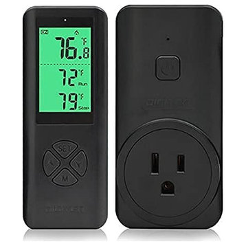 WTC100 Wireless Thermostat Outlet Digital Temperature Controller Plug-in, Black