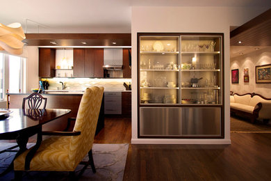 Example of a mid-sized trendy dining room design in Bridgeport