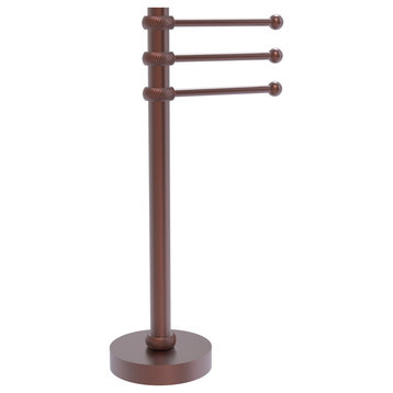 Vanity Top 3 Swing Arm Towel Holder with Twisted Accents, Antique Copper