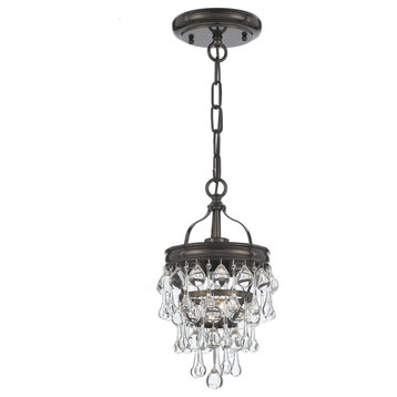 Calypso 14" Mini Chandelier in Vibrant Bronze with Clear Glass Drops Crystals