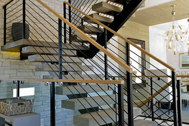 Staircase - large contemporary concrete l-shaped open staircase idea in Denver
