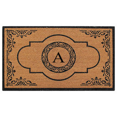 A1 Home Collections A1hc Black/Beige 23.6 in. x 37.4 in. Rubber and Coir Non-Slip Extra Large Heavy Duty Monogrammed I Double Doormat