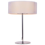 Bromi Design - Lynch Iron Mesh Table Lamp - The Bromi Design Lynch Iron Mesh Table Lamp makes a sophisticated addition to a bedroom or living space. Featuring a circular chrome base, thin stem, and white perforated iron drum shade, this lamp is minimal and bright. Display it among modern design pieces for a cohesive look.