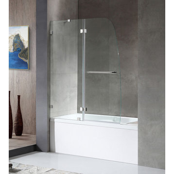ANZZI Pacific 48" x 58" Frameless Tub Door, Polished Chrome
