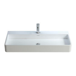 ADM Bathroom Design - ADM Rectangular Countertop Sink, White, 39", Glossy White - Bathroom Sinks