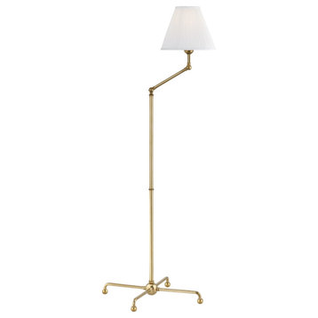 Hudson Valley Classic No.1 1-Light Adjustable Floor Lamp MDSL108-AGB, Aged Brass
