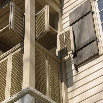 Outdoor Shower with Louvered Shutters